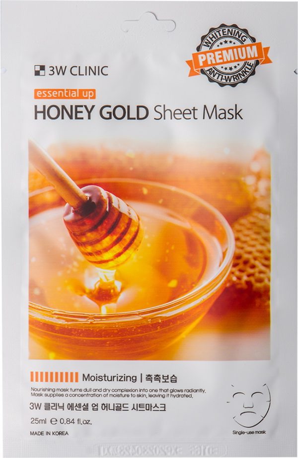 Увлажняющая тканевая маска с медом — 3W Clinic Essential Up Honey Gold Sheet Mask