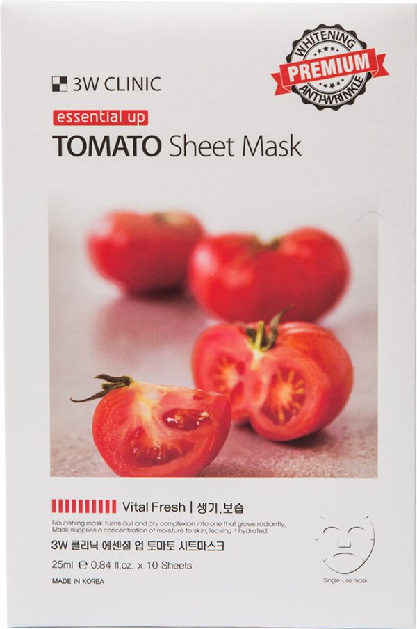 Увлажняющая тканевая маска с экстрактом томата — 3W Clinic Essential Up Tomato Sheet Mask