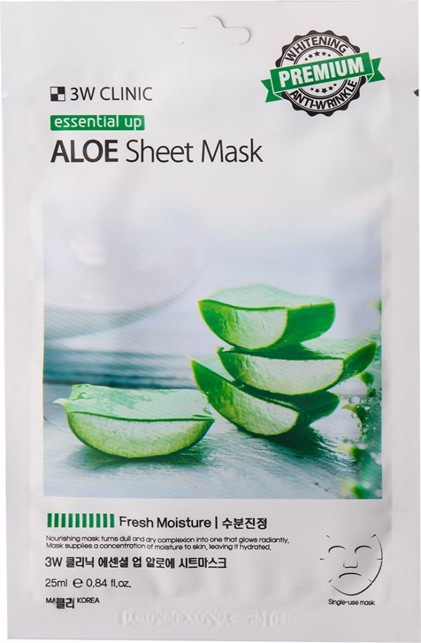 Увлажняющая тканевая маска с алоэ — 3W Clinic Essential Up Aloe Sheet Mask