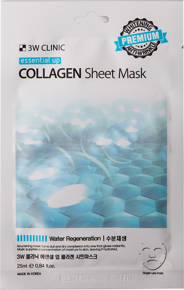 Омолаживающая тканевая маска с коллагеном — 3W Clinic Essential Up Collagen Sheet Mask