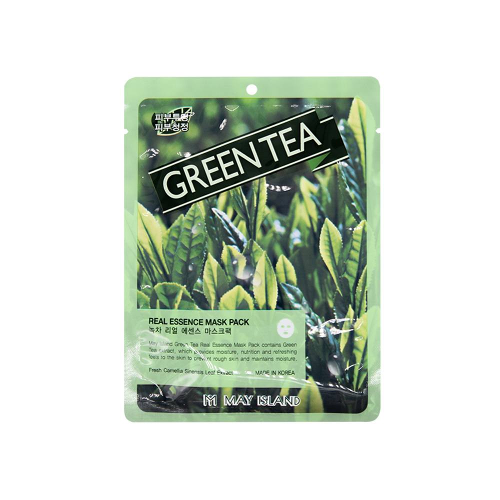 Тканевая маска с экстрактом зеленого чая — May Island Real Essence Green Tea Mask Pack