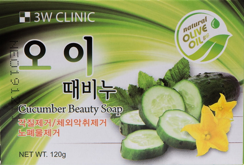 Мыло с экстрактом огурца — 3W Clinic Cucumber Beauty Soap 1