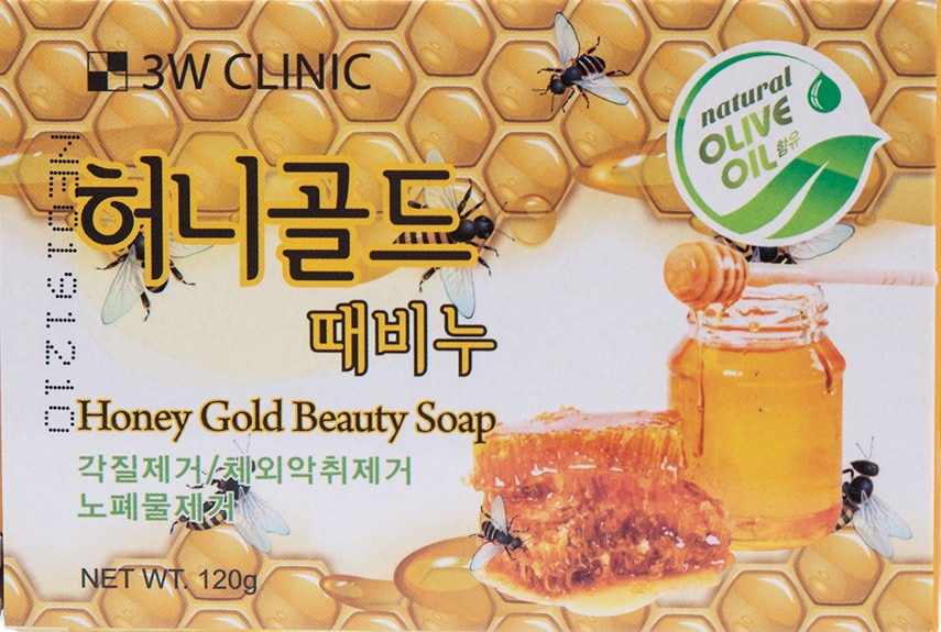 Мыло с медом и гиалуроновой кислотой — 3W Clinic Honey Gold Beauty Soap 1