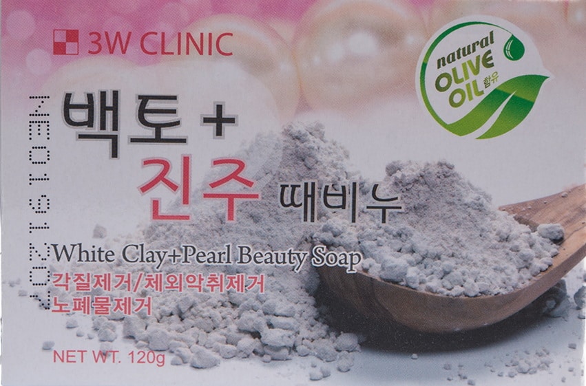Мыло с жемчугом и белой глиной — 3W Clinic White Clay + Pearl Beauty Soap 1