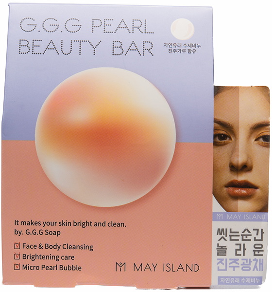 Осветляющее мыло для умывания с жемчугом Май Айленд —MAY ISLAND G.G.G Pearl beauty bar
