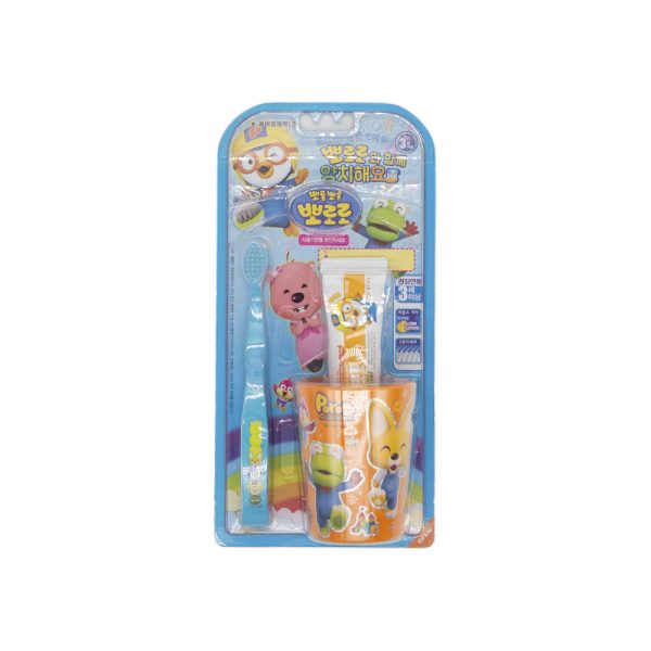 Детский набор для чистки зубов 1 щётка + зубная паста + стаканчик  Пороро —Pororo Child toothbrush S