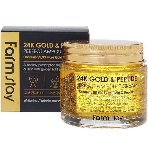 Ампульный крем с золотом и пептидами Фармстей -  FARMSTAY 24K Gold & Peptide Perfect Ampoule Cream