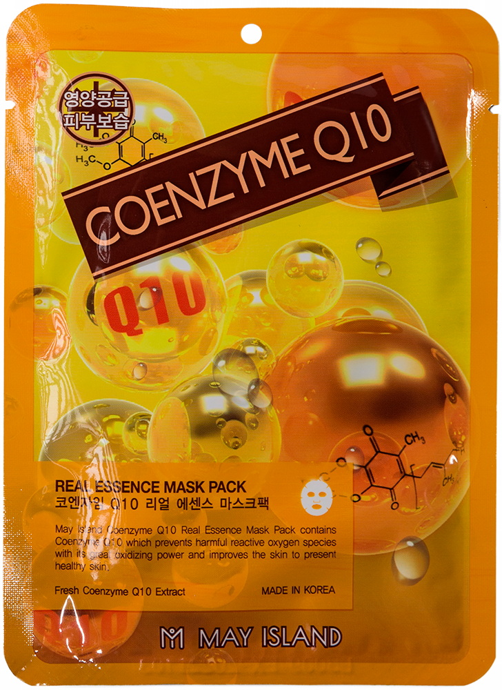 Антивозрастная тканевая маска с коэнзимом Q10 — May Island Real Essence Coenzyme Q10 Mask Pack