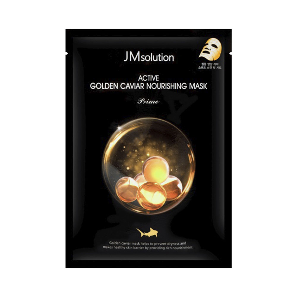 Ультратонкая тканевая маска с золотом и икрой 30мл   JM SOLUTION ACTIVE GOLDEN CAVIAR NOURISHING MAS